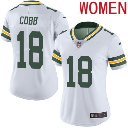 Women Green Bay Packers #18 Randall Cobb White Nike Vapor Limited NFL Jersey->women nfl jersey->Women Jersey